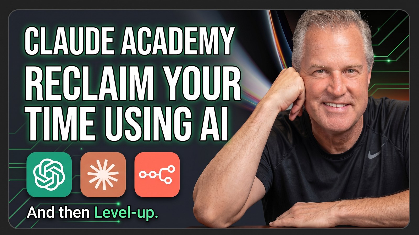 Denis Laflamme beside the words Claude Academy, reclaim your time using AI